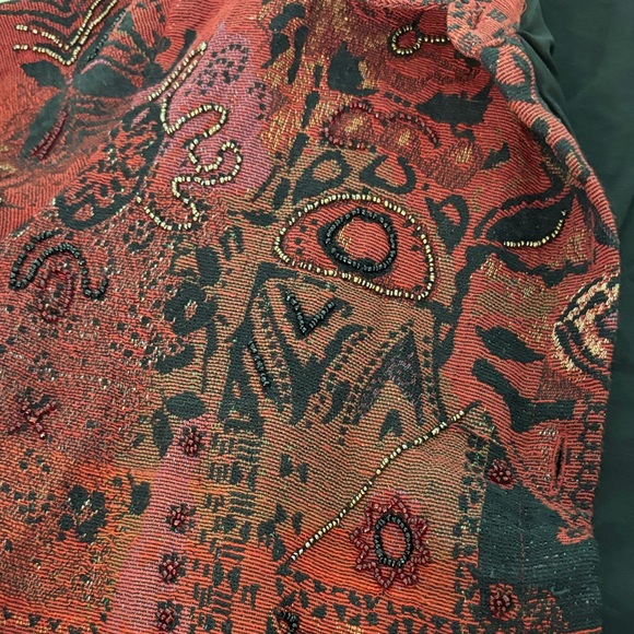 Chico's Vibrant Red and Black Patterned Blazer - Picture 4 of 5